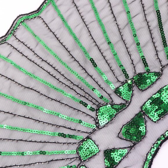 Women's Green 1920s Shawl Sequin Beaded Evening Cape Retro Wedding Wraps Scarf - Picture 6 of 7